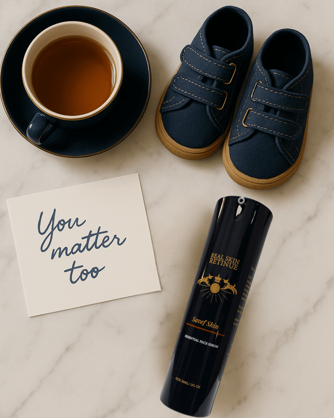 Mother nibbling through the day discussing mindful fasting and skincare