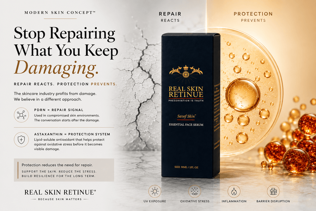 Real Skin Retinue — barrier-first skincare philosophy, protection before correction