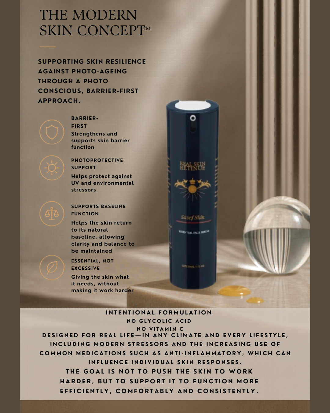 Infographic illustrating the Modern Skin Concept™ approach to supporting skin resilience against photo-ageing