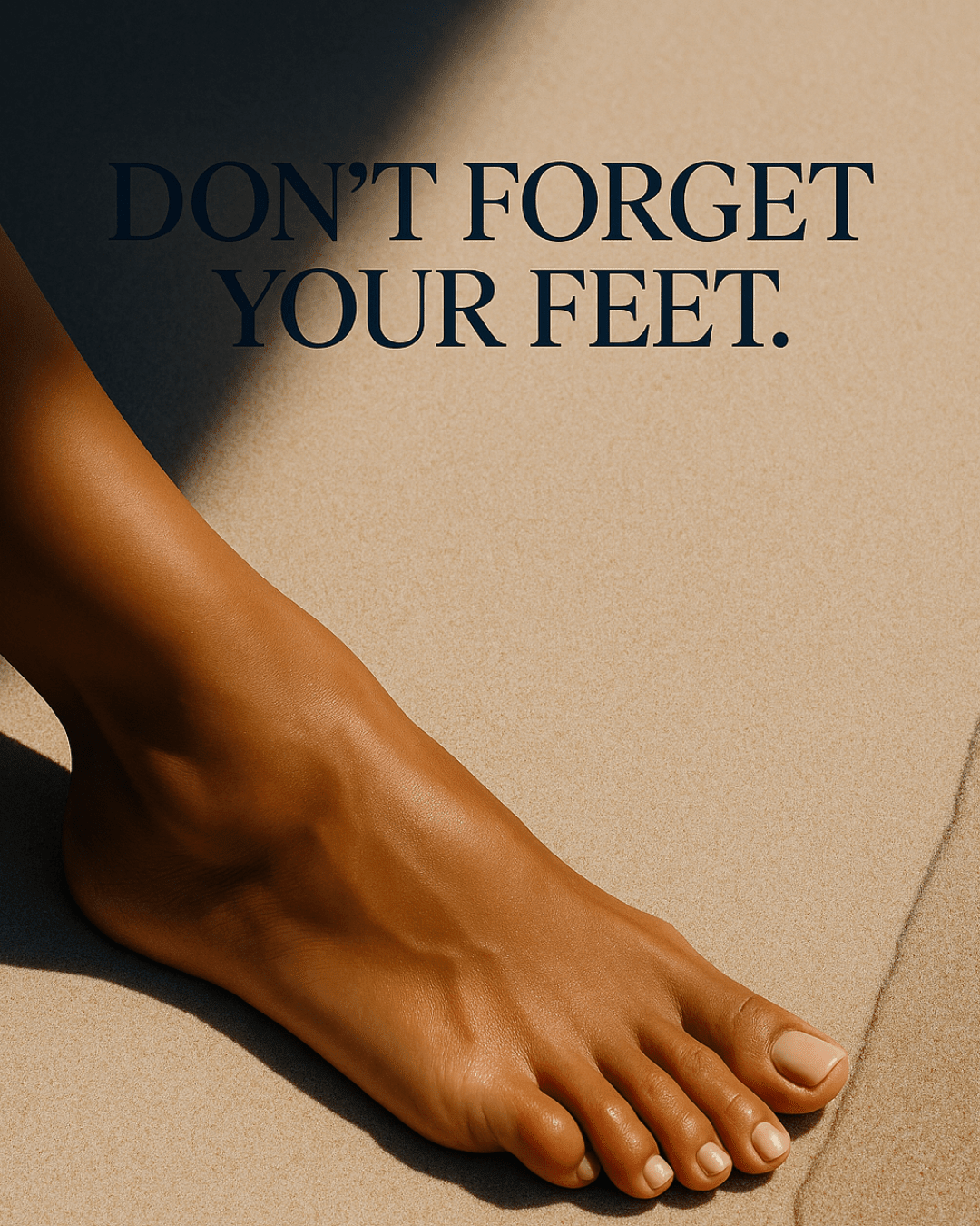 Feet requiring SPF protection after exfoliation to prevent skin cancer risk