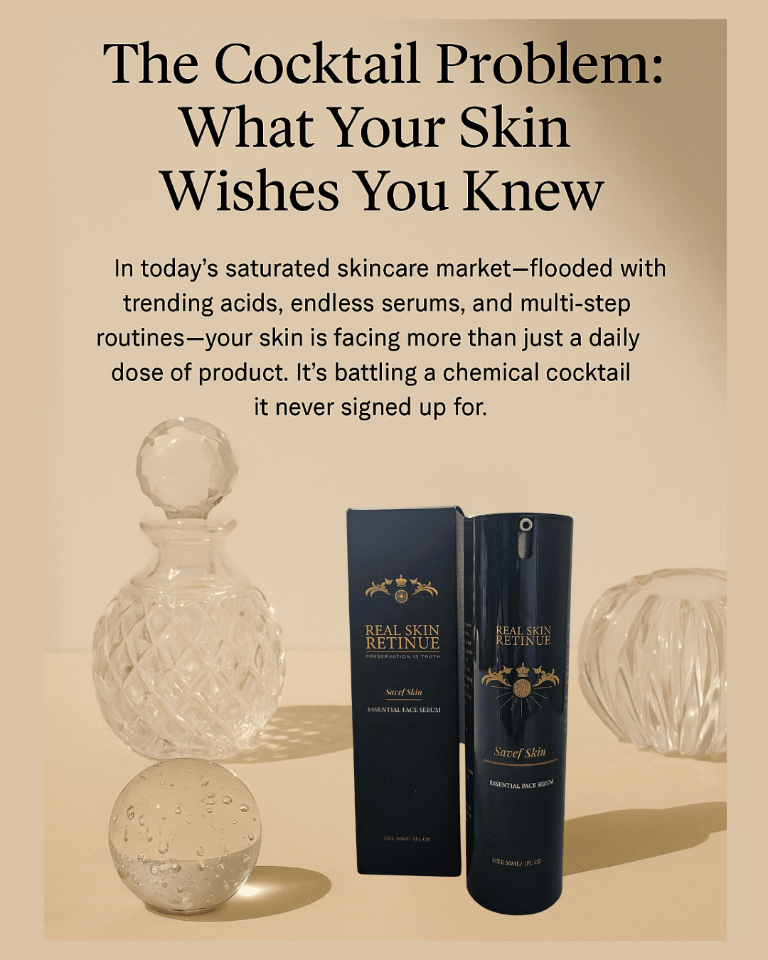 Skincare cocktail problem showing dangers of mixing multiple active ingredients