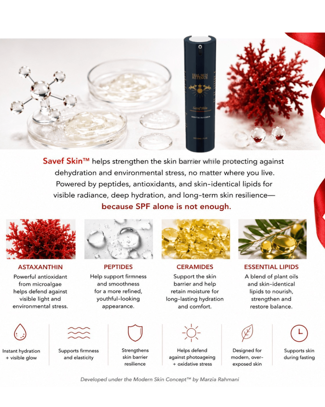 SAVEF SKIN™ Essential Face Serum | Triple Defense for Photoprotection, Barrier Support, Hydration, Brightening & Resilience
