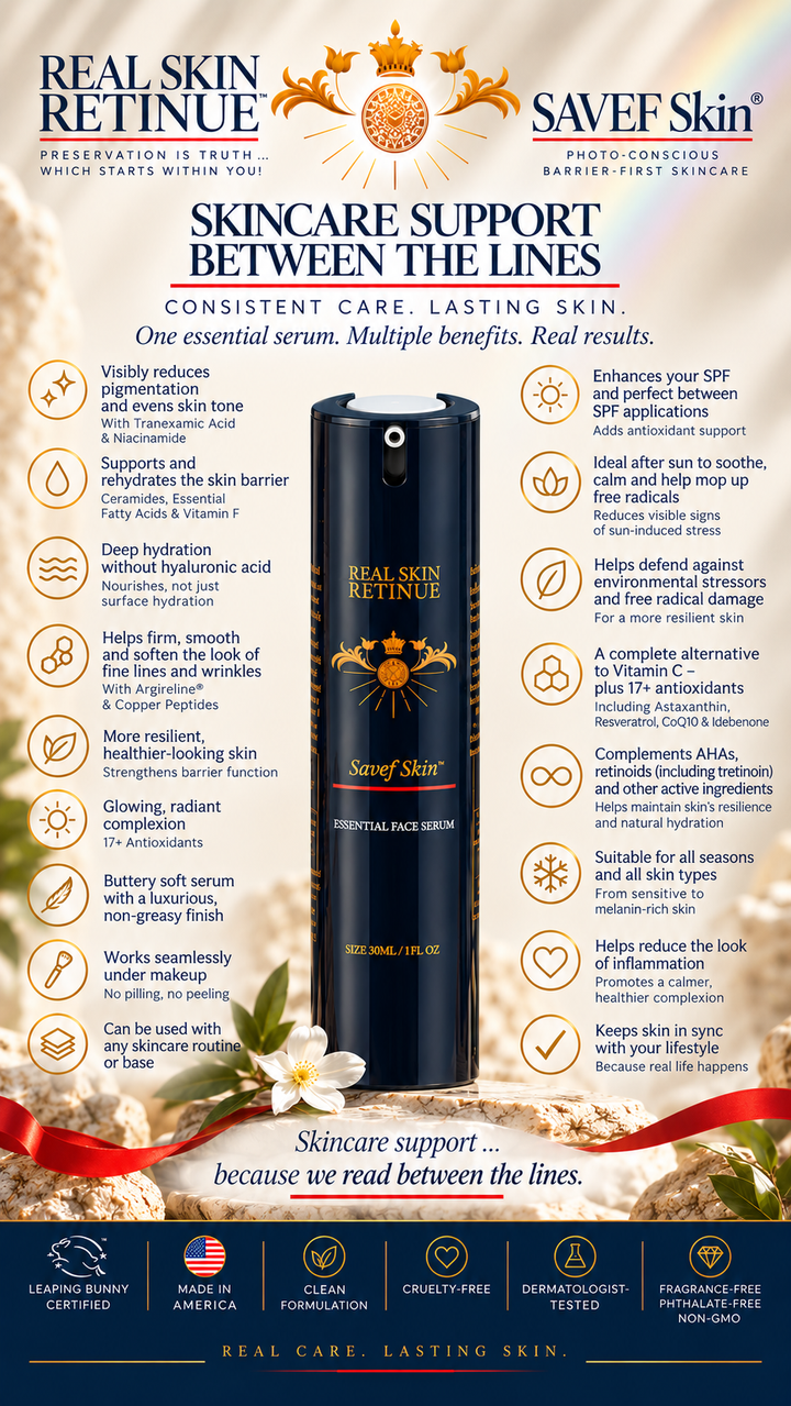 SAVEF SKIN™ Essential Face Serum | Complete Defense for Photoprotection, Barrier Support, Hydration, Brightening & Resilience